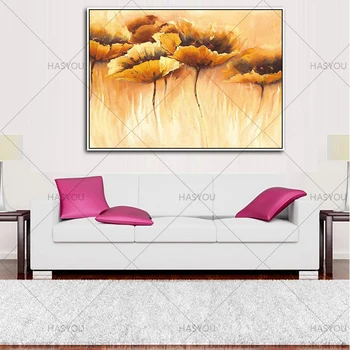 

100% High Quality Hand Painted Floewr Lotus Oil Painting On Canvas Modern Home Wall Picture Wall For Living Room Sale