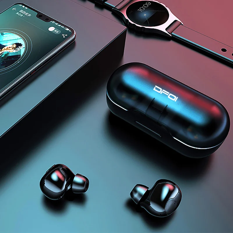 Bluetooth наушники DFOI AirBuds 5 0 настоящие беспроводные спортивные стереонаушники