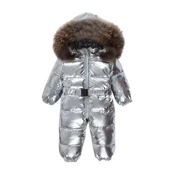 

Baby New Winter Boy Parka Girl Down Jacket Silver Romper Children Baby Boy Thick Clothes 90% White Duck Down Kids Overcoat Baby