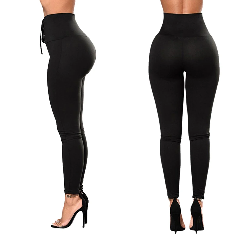 Spring Autumn High Waist Lace Up Sexy Leggings Women Elegant Sporting ...