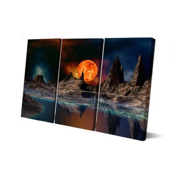 

3 Panel printed painting Moon Canvas Wall Art Picture Home Decoration Living Room Canvas Printed Modern painting LS034