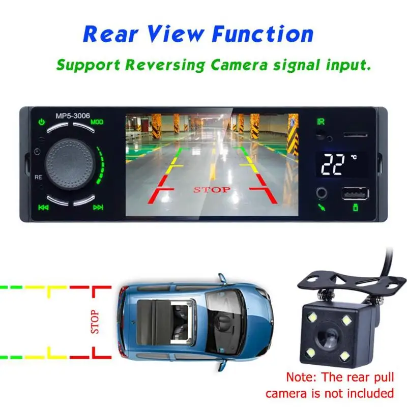 MP5-3006 4,1 дюймов 1 Din автомагнитола аудио стерео AUX FM радио Bluetooth Авторадио Поддержка камеры заднего вида с пультом дистанционного управления