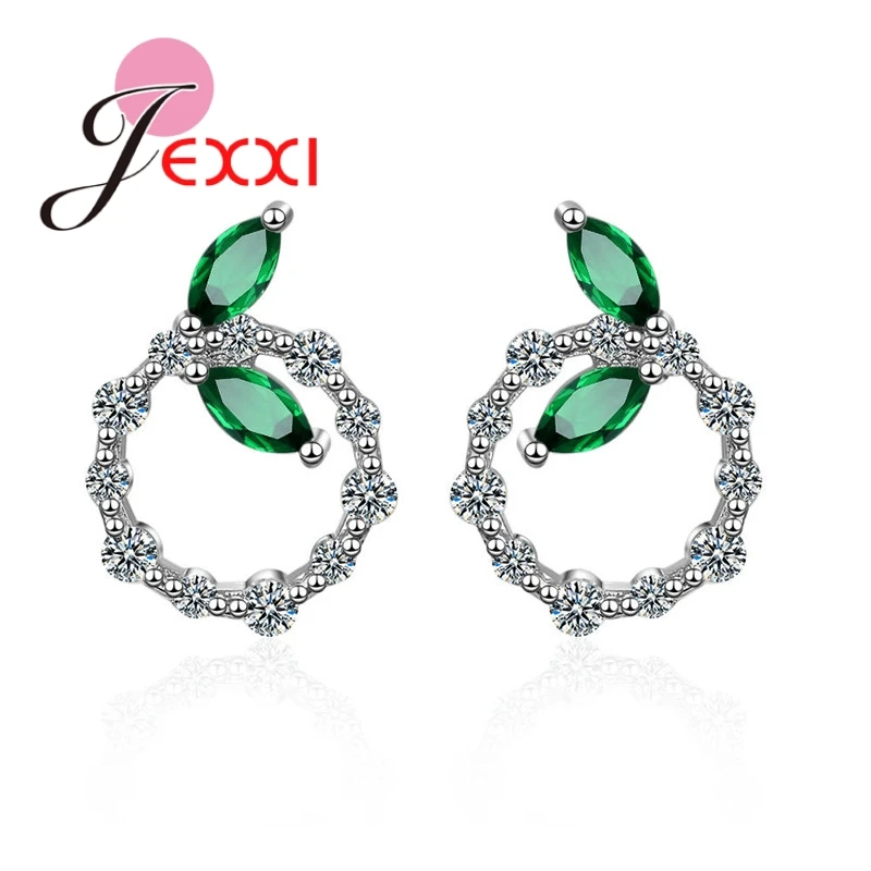 

Handmade Hoop Click Crystal Pretty Green Stones Women 925 Sterling Silver Jewelry Ladis Dress Up Stud Earrings Vintage Gift