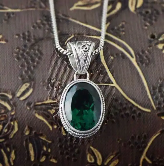 Новые серебряные S925 серебряные ювелирные изделия экзотические Изысканная мода Античная кулон с зелеными кристаллами Женские Подвески модели