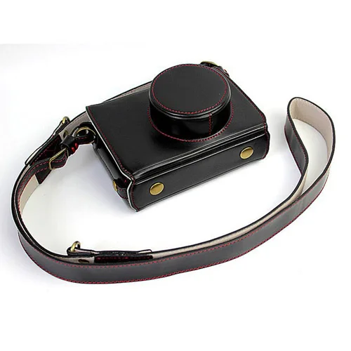 Фабрика роскошный кожаный Камера чехол для ЖК-дисплея с подсветкой Fujifilm X100T X100S X100 Камера из искусственной кожи чехол для камеры с батарейным отсеком+ ремень - Цвет: Black