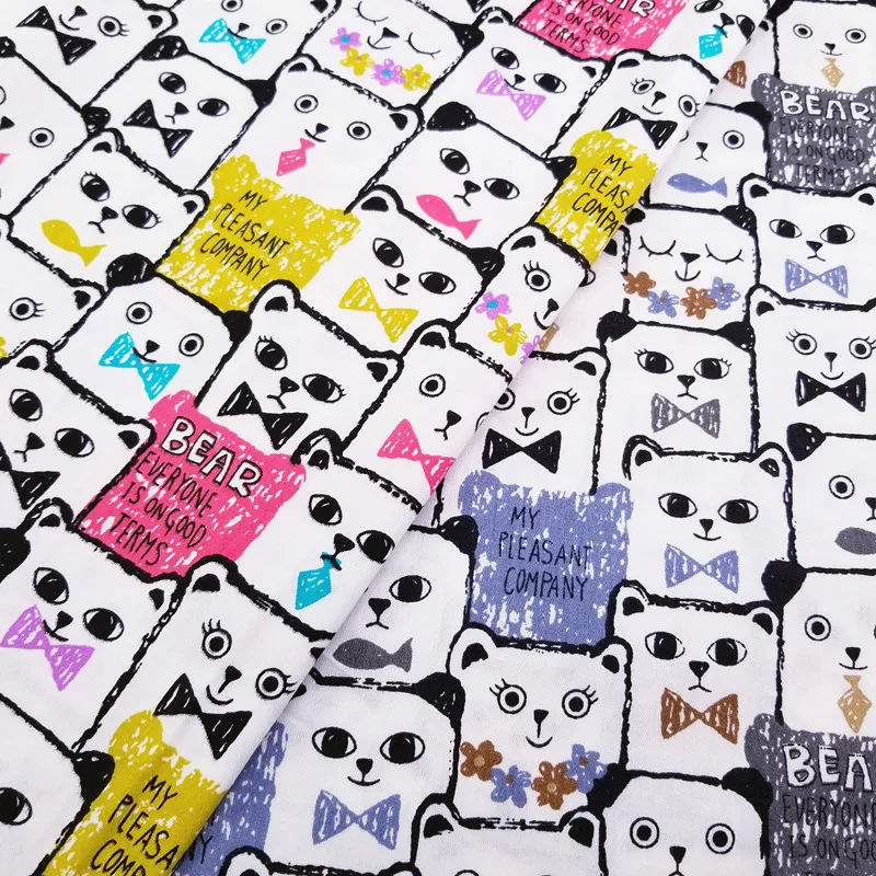 

2colors Cats Kids cotton Twill Fabric Printed Cotton Patchwork Cloth DIY Sewing Quilting Fat Quarters Material For Baby&Child