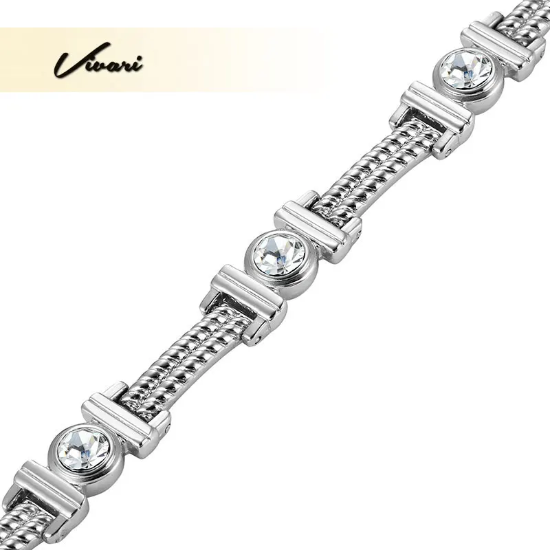 Vivari Ladies Silver Color Magnetic Beauty Bracelet For Women Clear Crystal 5pcs Magnets Chain Charm Bracelet Jewelry Wristband