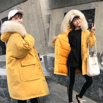 

New Winter Jacket Women Faux Fur Hooded Parka Coats Female Long Sleeve Thick Warm Snow Wear Jacket Coat Mujer Quilted Tops