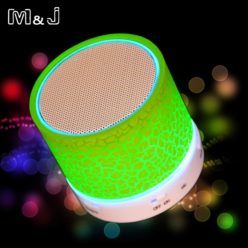 Горячая M& J светодиодный мини беспроводной Bluetooth динамик TF USB портативный музыкальный звуковой ящик сабвуфер Громкий динамик для телефона ПК с микрофоном