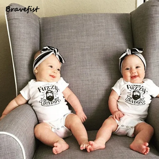 Summer Fuzzy Daddy Baby Bodysuit Newborn Short Sleeve Baby Boy Girl