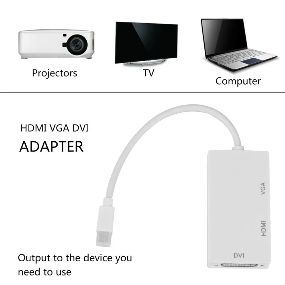 3 в 1 адаптер для порта дисплея Thunderbolt HDMI DVI VGA|Компьютерные кабели и разъемы| |