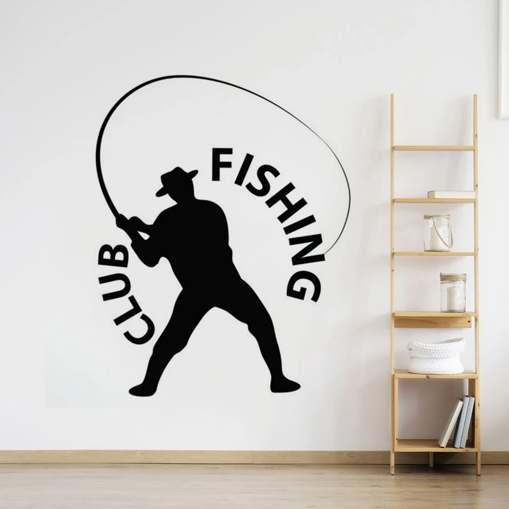 Fishing Fisherman Wall Sticker Fishing Club Logo Wall Window Decal Home