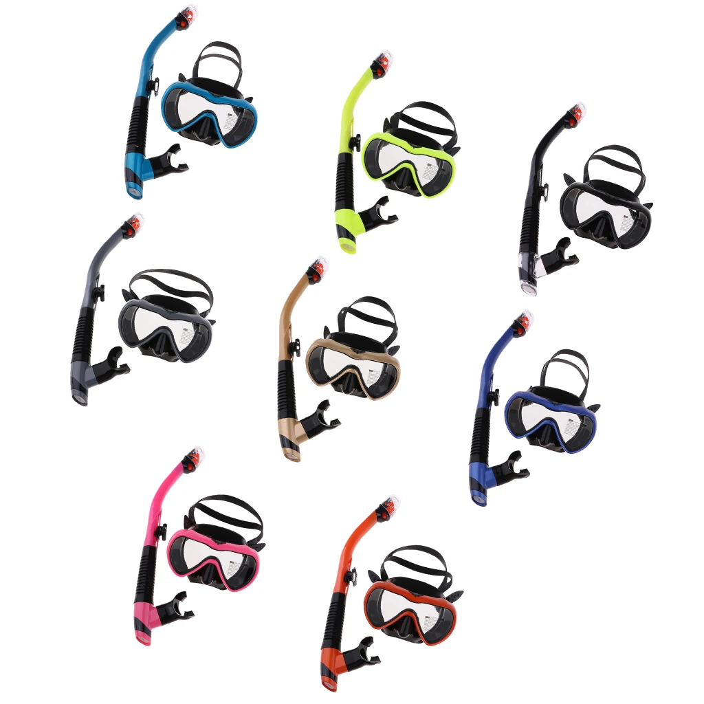 Dry Top Snorkel Set Anti-Fog Clear Vision Scuba Snorkeling Mask Impact Resistant Tempered Glass Mask Swimming Free Diving