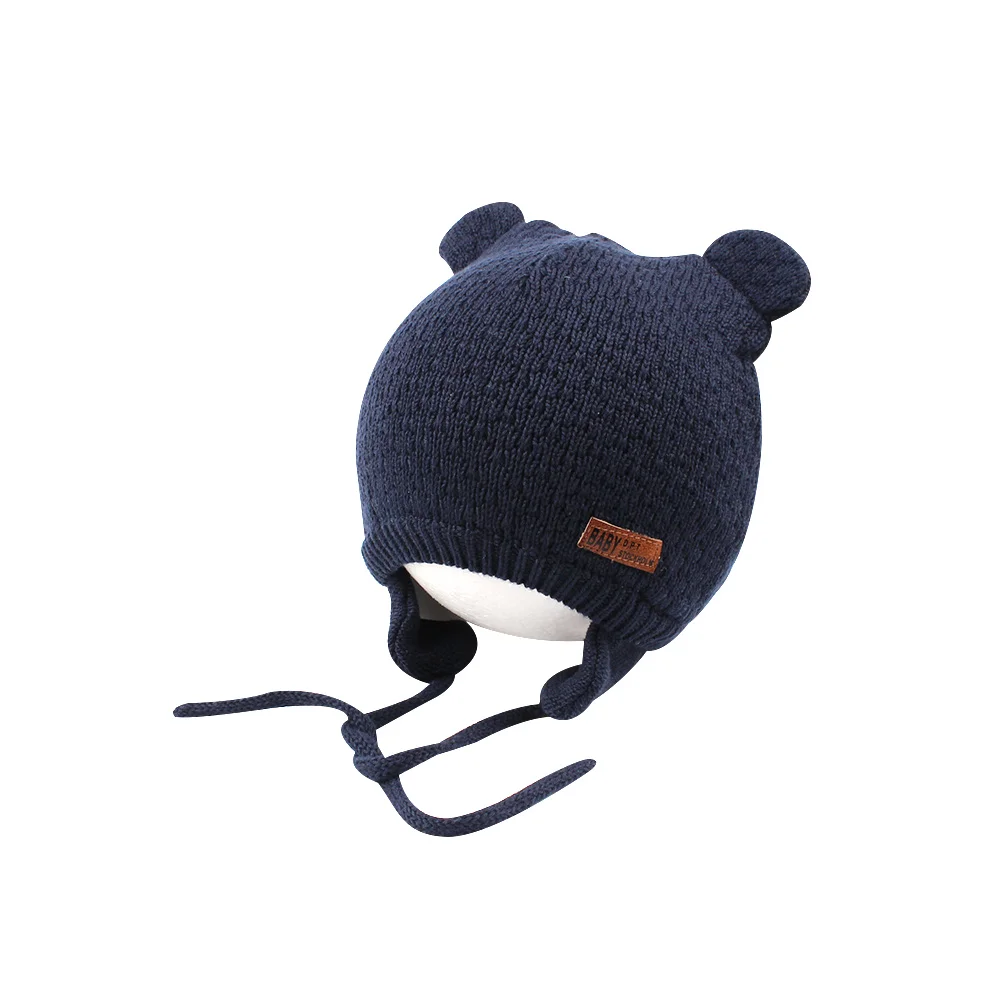 Soft Warm Baby Hat Knit Cute Bear Hat For Boys Infant Toddler Earflap Beanie Spring Autumn Cotton Baby Girl Hat Baby Accessories (26)