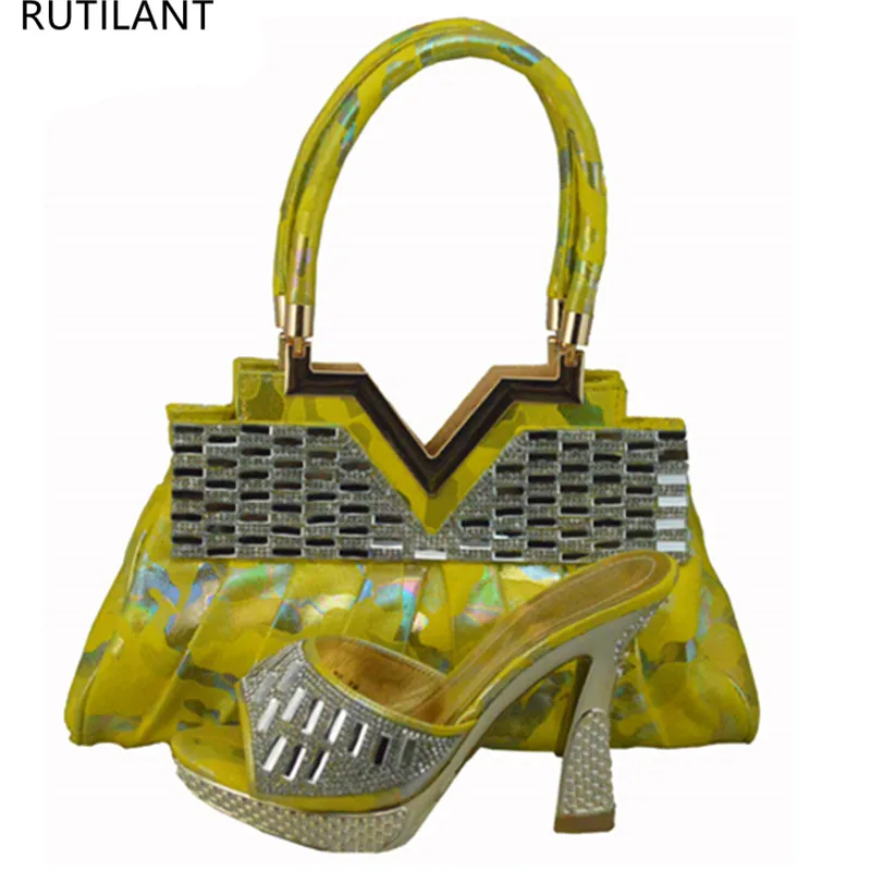

New Matching Shoe and Bag Sets Decorated with Rhinestone Latest Designer Shoes with Matching Bags High Heels Shoes Woman