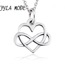 FYLA MODE Wholesale 100% Sterling Silver Heart Necklace with Infinity Fashion Gift for Mother Fine Jewelry Gift