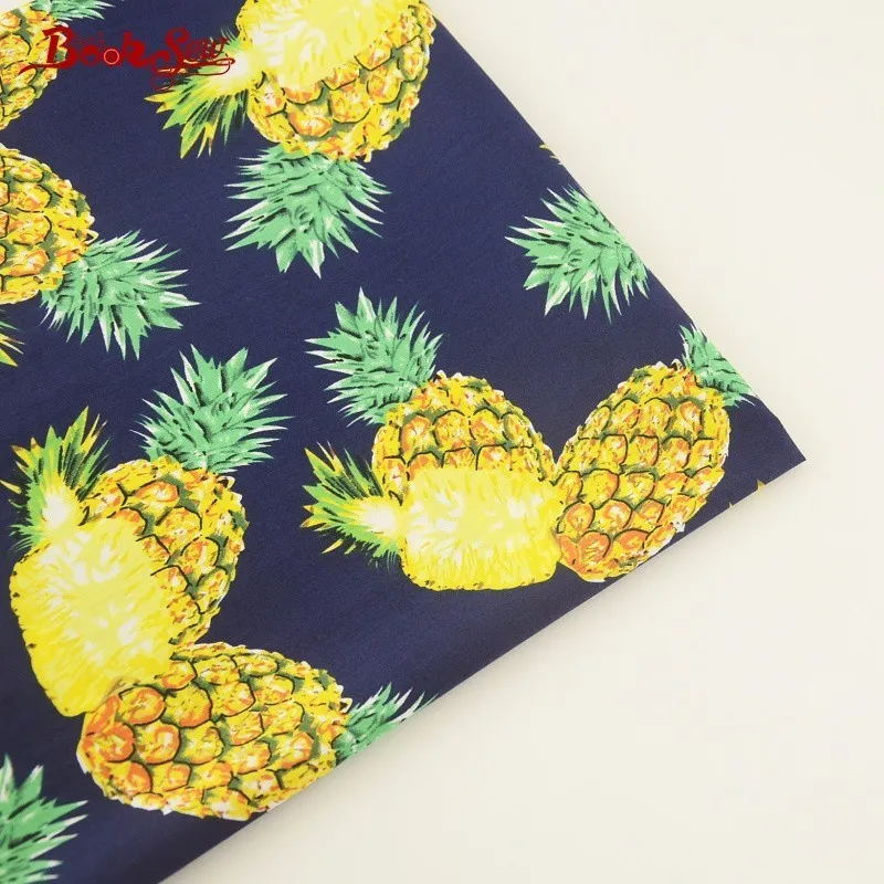 Booksew 100% Cotton Poplin Fabric Pineapple Pattern Tissue Tecido Dark Blue Sewing Home Textile For Dress Clothing Craft Shirt | Дом и сад