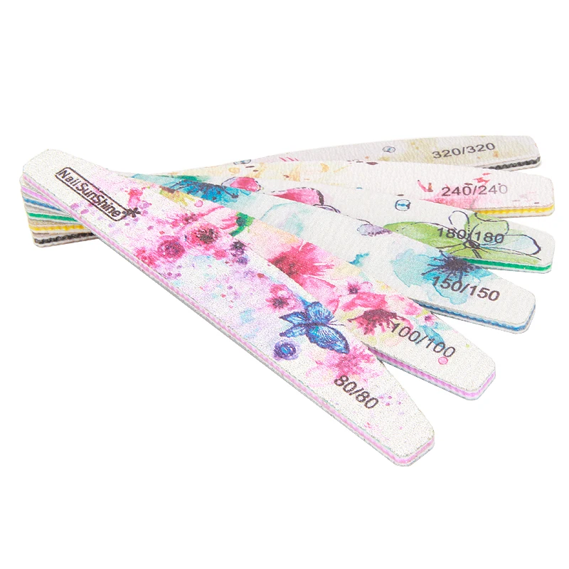 6Pcs/lot Mixed Grit Double-Sided With Ink And Wash Painting Nail Files Sanding Buffer Strips Nail Polishing Manicure Tools