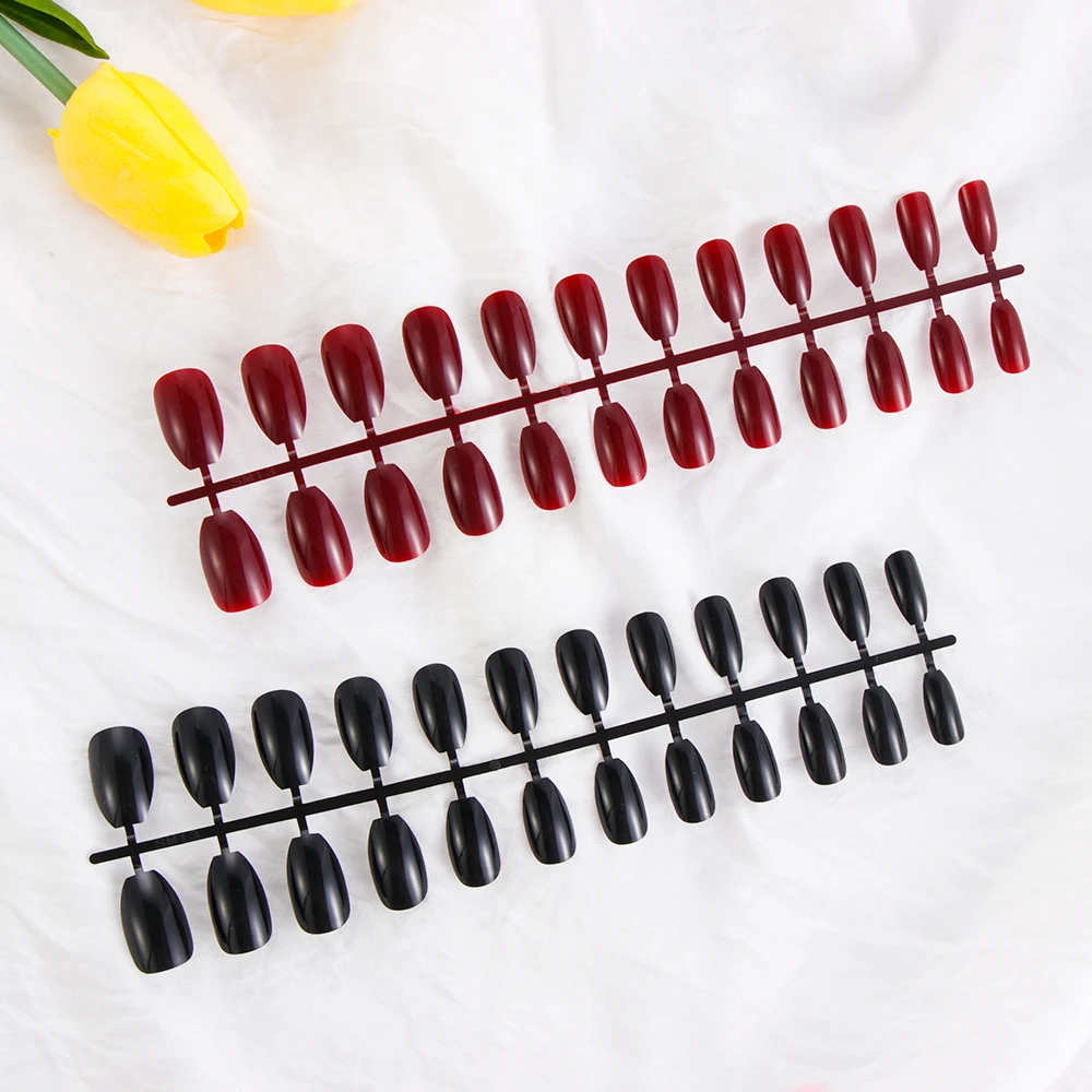 

24Pcs Fashion Full Cover Dusty Stiletto False Nails Pointed Coffin Candy Color Ballerinas Fake Nails for Daily Wear Press On Nai