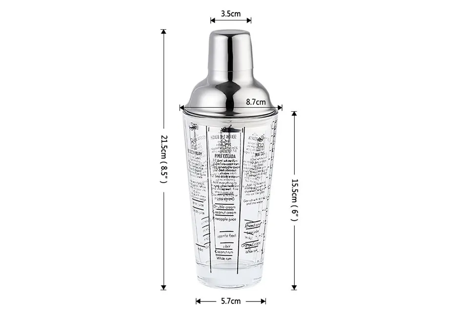 400 мл микс мастер стеклянный рецепт шейкер для коктейлей с измерением нержавеющей стали бар и стекло Бар инструменты