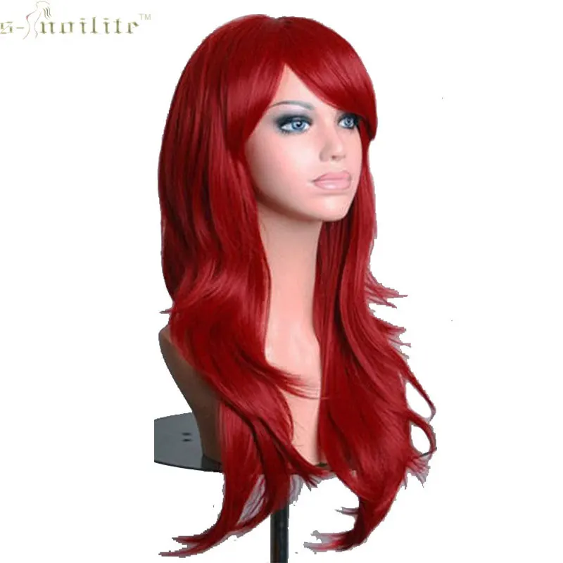 snoilite 23 inch women cosplay wig halloween long curly synthetic wigs hair wine red for human - Red Wigs For Halloween snoilite 23 inch women cosplay wig halloween long curly synthetic wigs hair wine red for human - Red Wigs For Halloween