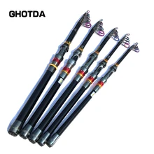 High Quality 99% Carbon Fiber 1.8-3.6M Super Hard Telescopic Fishing Rod Carbon Spinning Pole Sea Fishing Stick Colorful Rings