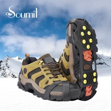 Soumit 10 шпильки Щипцы для Льда Спайк для Обувь открытый Нескользящие Восхождение Снег шипы кошки бутсы цепи когти Ручки рулевые для мотоциклов Сапоги и ботинки для девочек крышка