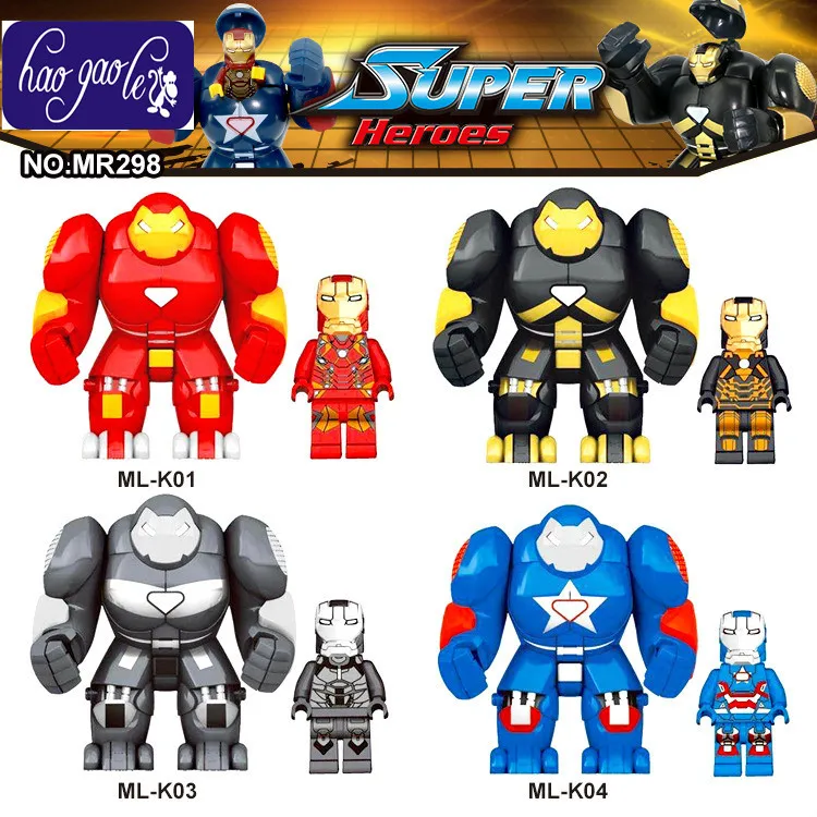 

ha gaole 80pcs/lot Large Big & Small Size 7cm Building Blocks Super Heroes Thor Thanos Hulk Iron Man Buster Bricks children Toys