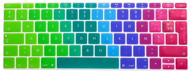 Великобритания ЕС французский AZERTY силиконовый чехол для клавиатуры для MacBook New Pro 1" A1708(версия, без сенсорной панели) для 12" A1534 retina - Цвет: Rainbow