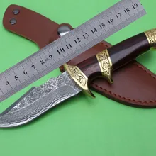 Benys дамасский нож Высококачественная Золотая деревянная ручка Дамасская сталь фиксированный коллекционный нож Инструменты для улицы охотничий нож из дамасской стали