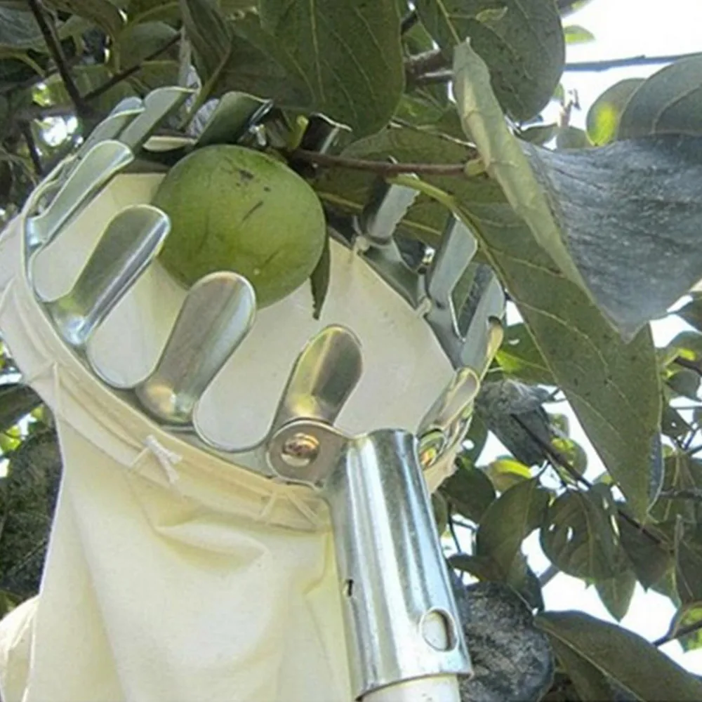 

Metal Fruit Picker Convenient Fabric Catcher Head Fabric Picking Basket Orchard Farm Gardening Apple Peach High Tree Device Tool
