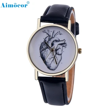 

Quartz Vogue Wrist Watch 016 Fashion Little heart Leather Watch Leather Band Analog