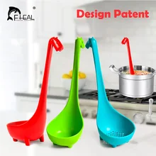 

FHEAL 1pair Long Handle Giraffe Spoon with Creative Animal Non-stick Plastic Colander Large Scoop Cooking Tools Kitchen Supplies