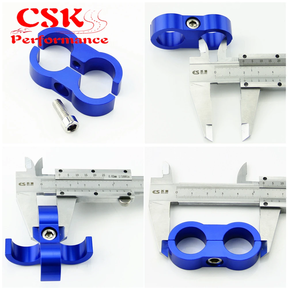 4pcs AN8 15.4mm Braided Hose Separator Clamp Fitting Adapter Bracket Black/Blue