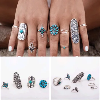 Gypsy Style Carved Ring Set – 9 pieces Rings Gypsy Style Carved Ring Set – 9 pieces