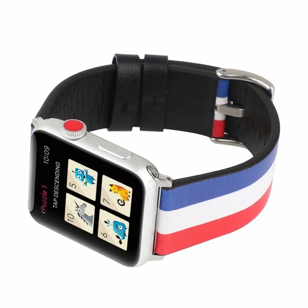 Кожаный ремешок YUKIRIN с национальным флагом для Apple Watch Series 4 3 2 1 ремешок для iWatch 38 42 мм 40 44 мм сменный ремешок