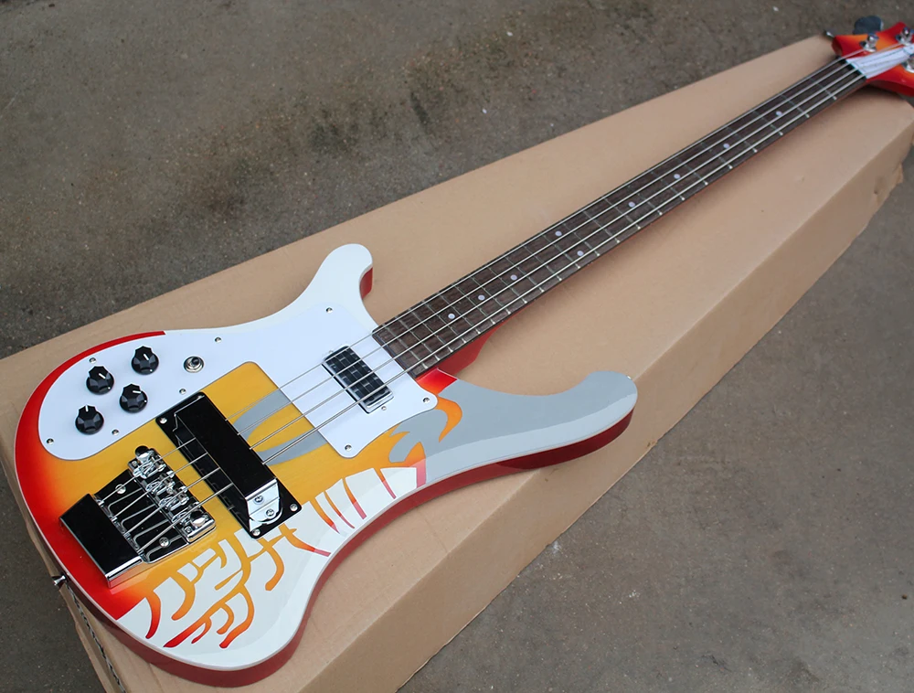 

Left-hand 4 Strings R Model 4003 Electric Bass Guitar with Chrome Hardwares,White Pickguard,offering customized services