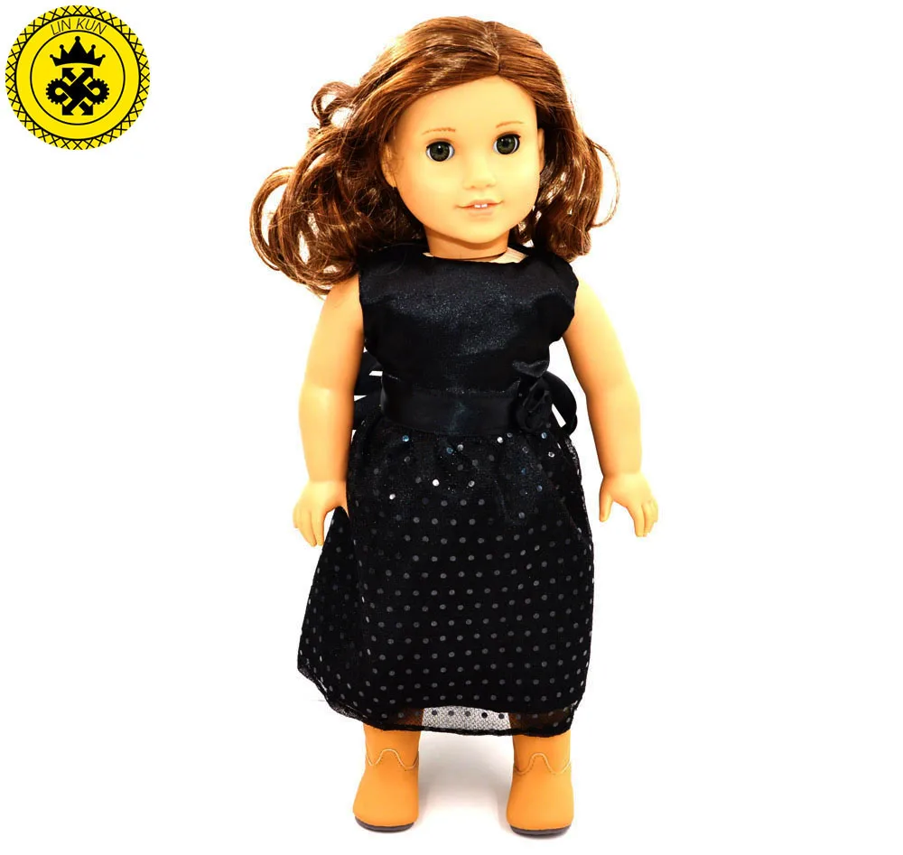 18 inch Girl Doll Fashion Accessories Handmade Black Party Dress