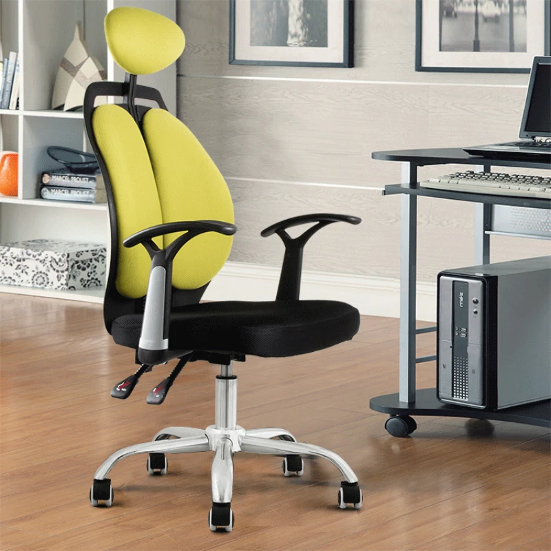 Computer Chair Multifunction Mesh Cloth Double Back Swivel Chair Ergonomics Lifted and Rotation Household Casual Chair