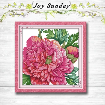 

Peony red flowers beautiful Paintings dmc 14CT 11CT counted cross stitch kits embroidery set Needlework Set chinese cross stitch