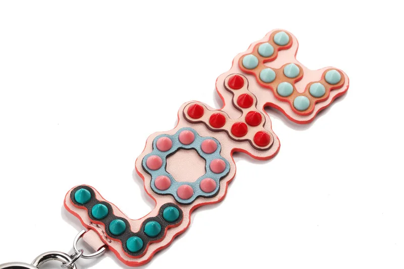 RTATD Genuine Leather Rivet LOVE Letter Design Pendent Bags Lightweight Organizers Fashion Bag Accessories B113