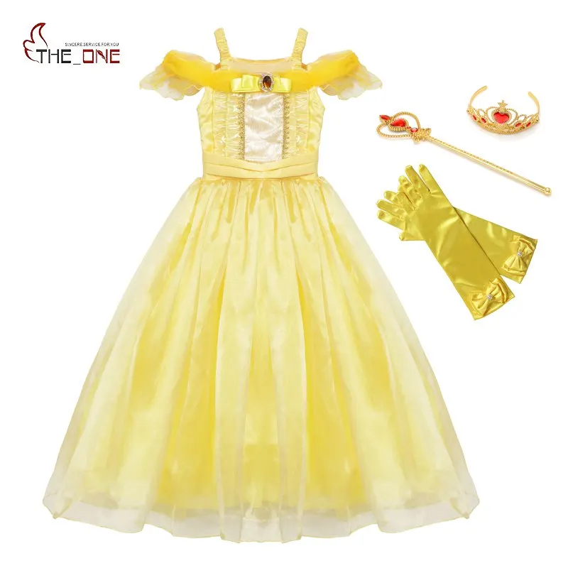 MUABABY Girls Belle Costume Little Girl Dress up Summer Princess Party