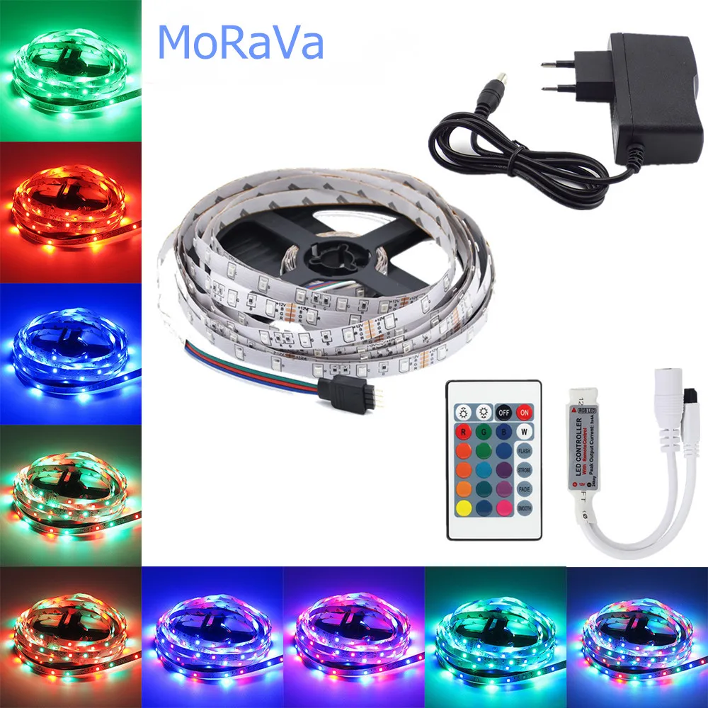 5 м 10 м 15 м Светодиодная лента 12 в 60 светодиодный s/m RGB световой шнур SMD 2835 гибкая светодиодная лампа многоцветный светодиодный шнур+ светодиодный контроллер+ адаптер