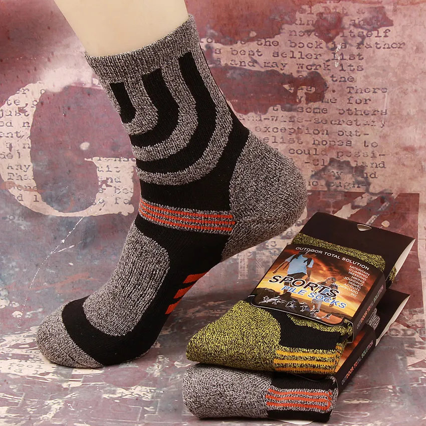 (2 Pairs) High Quality Man Sock Thick Cotton COOLMAX Mens Outerdoor