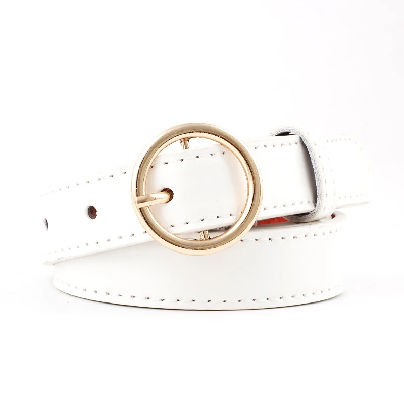 

New Round Buckle Women belt high quality Solid Color Imitation Leather belt Wild casual pants Cowboy Pants belt