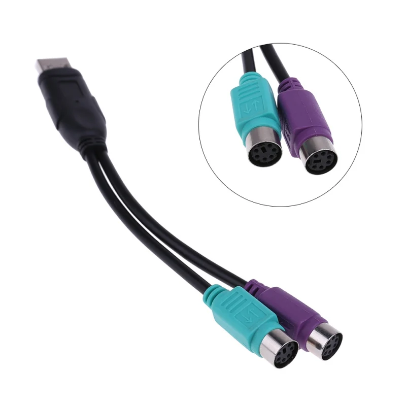 USB To PS/2 PS2 Male to Female Cable Adapter Converter USB to PS2 Cord Converter Adapter For