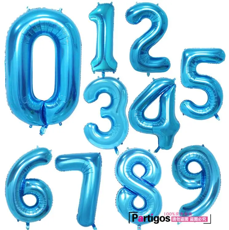 10 шт. тонкие воздушные шары с цифрами 40 дюймов фольги номер 1th счастливый декор для вечеринки в честь Дня рождения свадьбы юбилей поставки гелиевый воздух Globos - Color: Blue