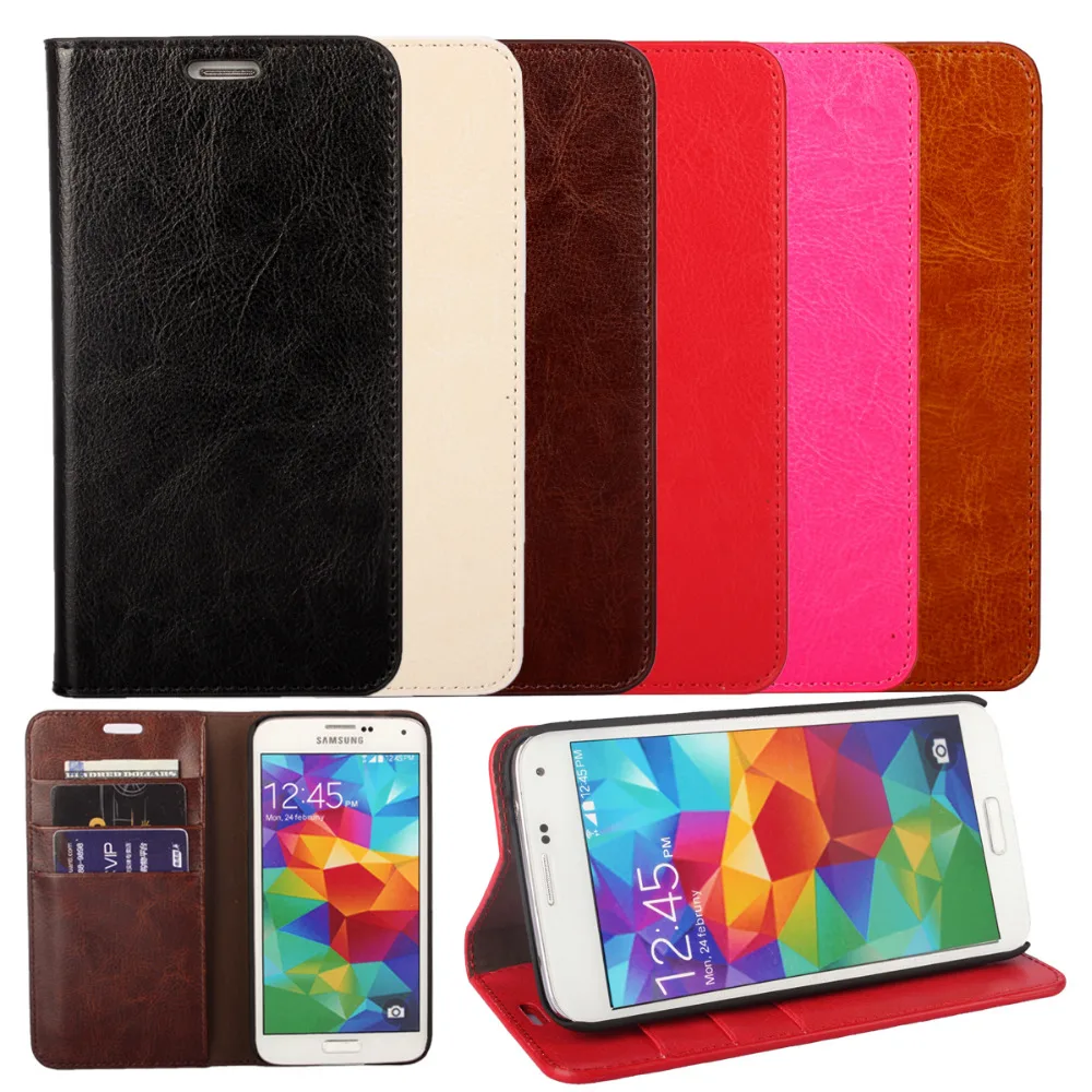 

S5 Coque For Samsung GALAXY S5 Genuine Real Flip Leather Case Protective Cover Fundas Brown Black Capa Cases Etui Accessory Bags