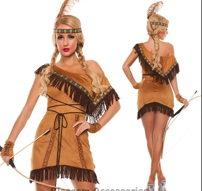 Mesdames 3 Pièce Rose Native Indian Squaw Pocahontas Fancy Dress - Foto 9