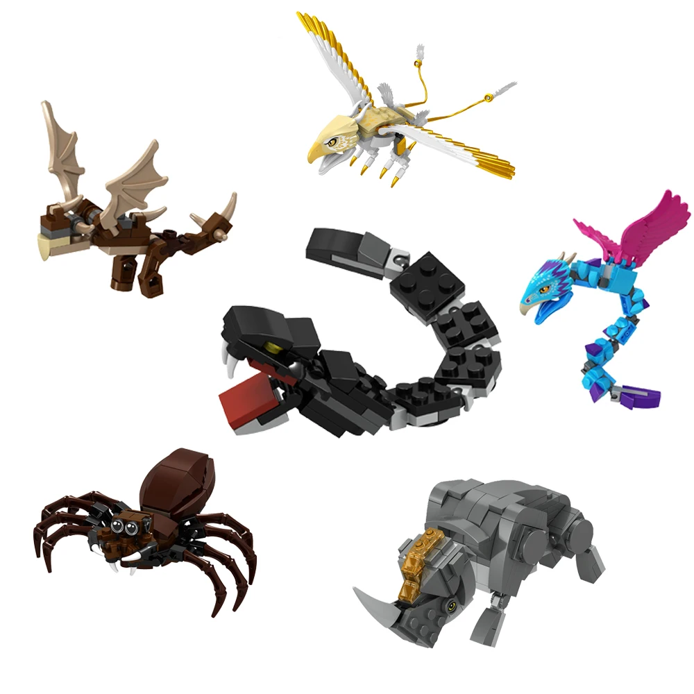

3pcs/set Animal Block Snake Spider Thunderbird Fly Bird Model Building Blocks kits DIY Educational Toys for Children